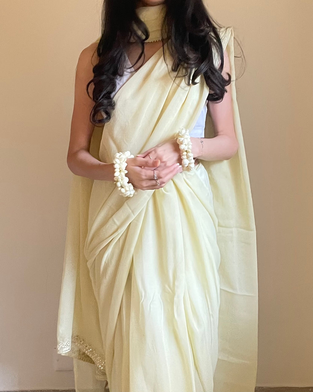 Butter Yellow Dupatta Saree in Chiffon Georgette
