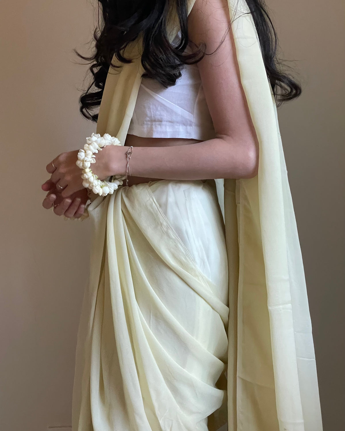 Butter Yellow Dupatta Saree in Chiffon Georgette