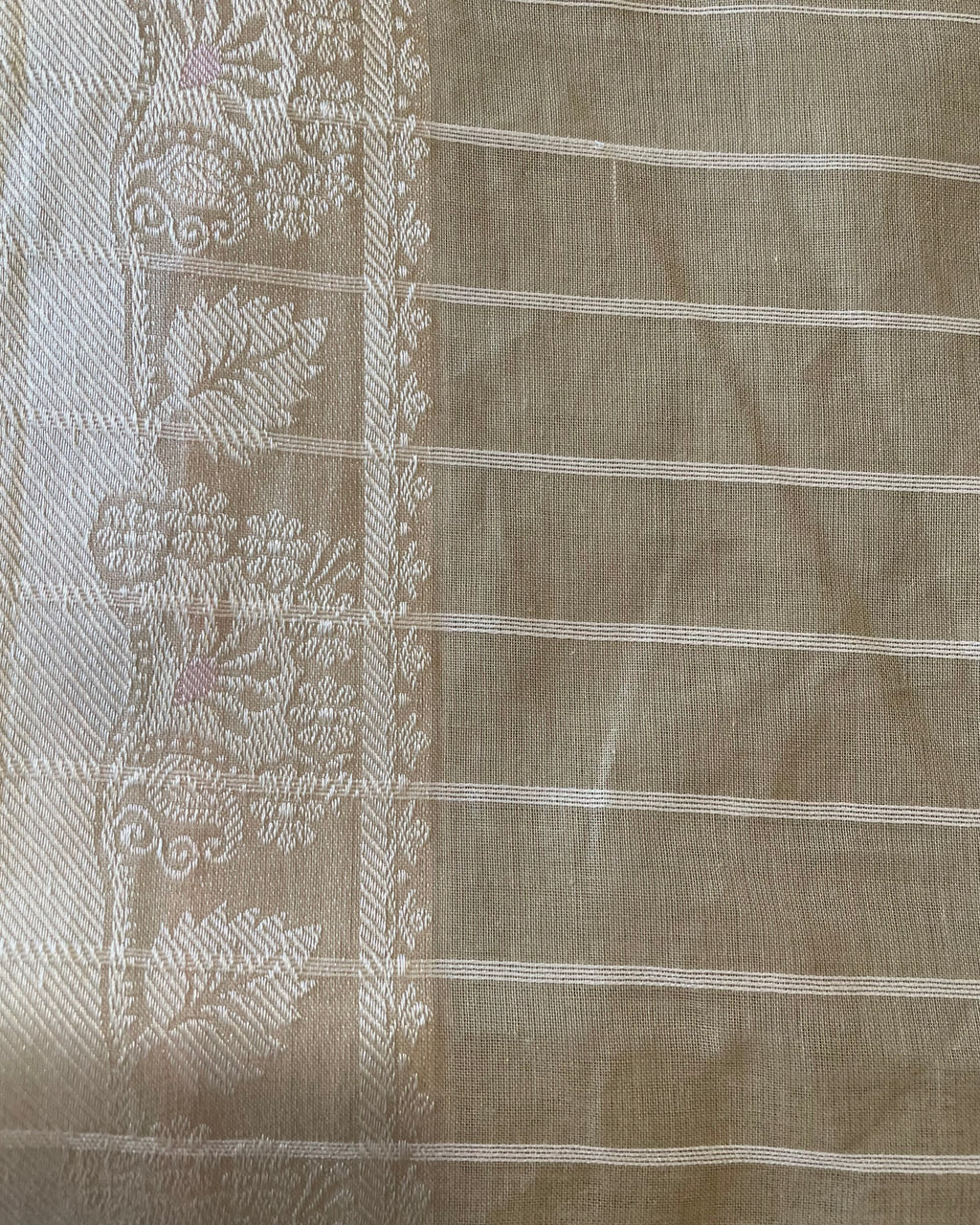 Golden Beige Cotton Saree with Zari Border