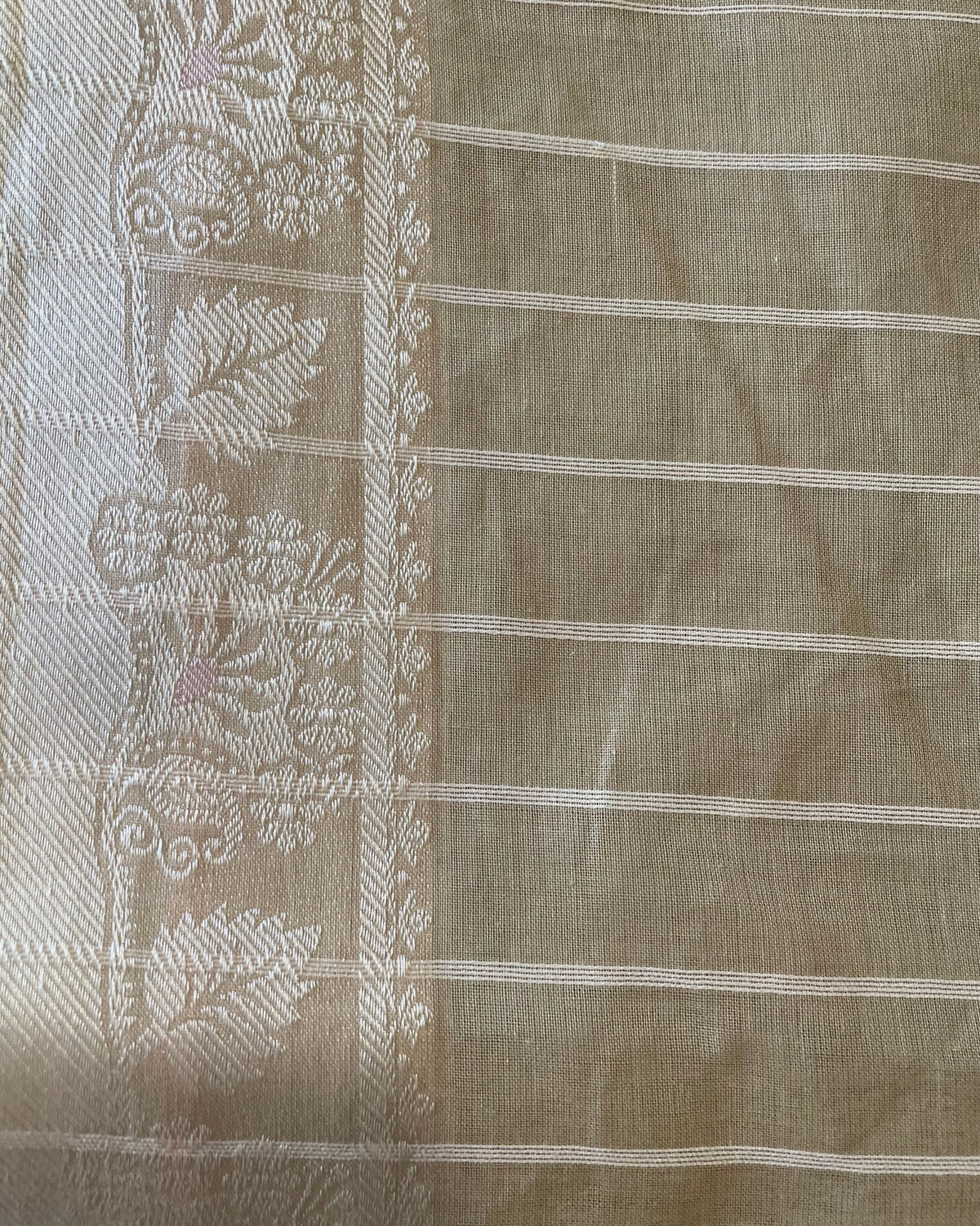 Golden Beige Cotton Saree with Zari Border
