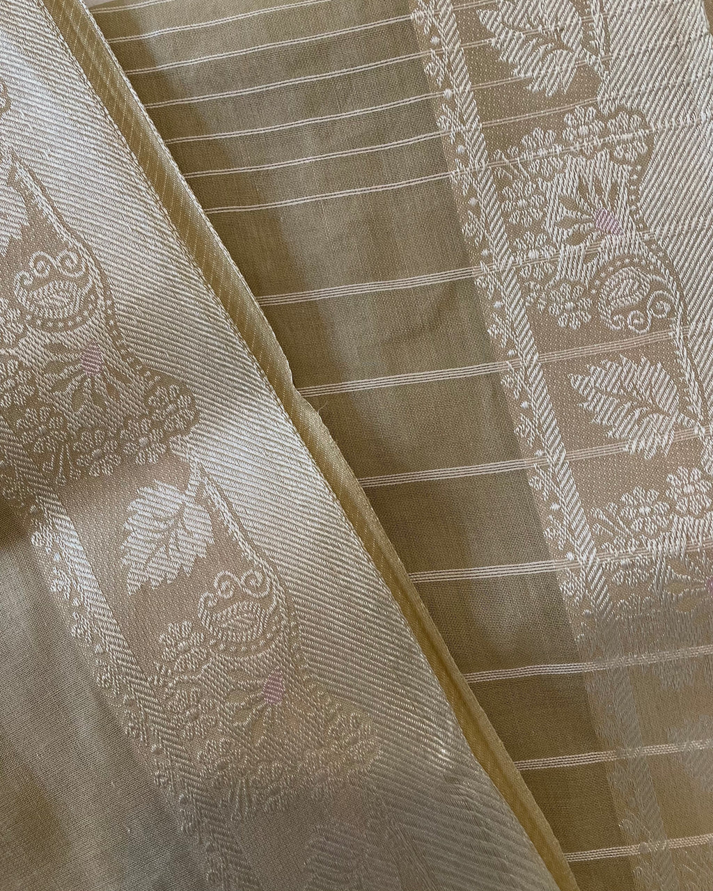 Golden Beige Cotton Saree with Zari Border