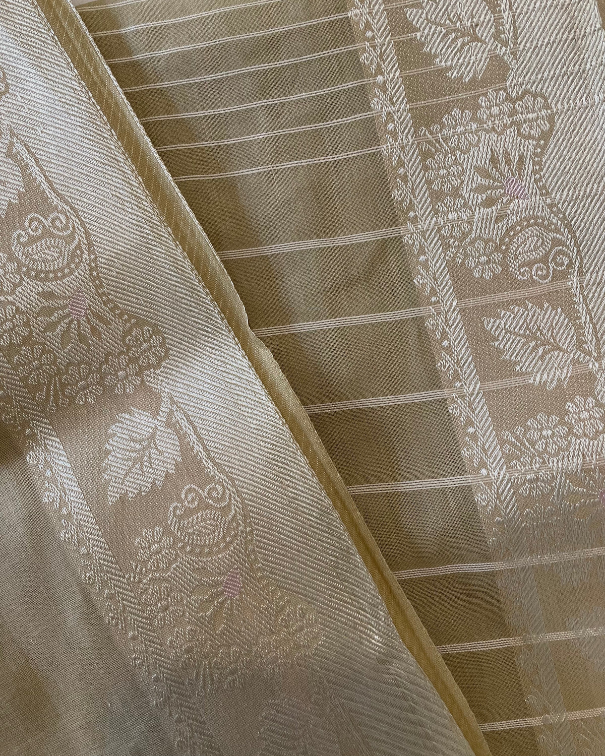 Golden Beige Cotton Saree with Zari Border