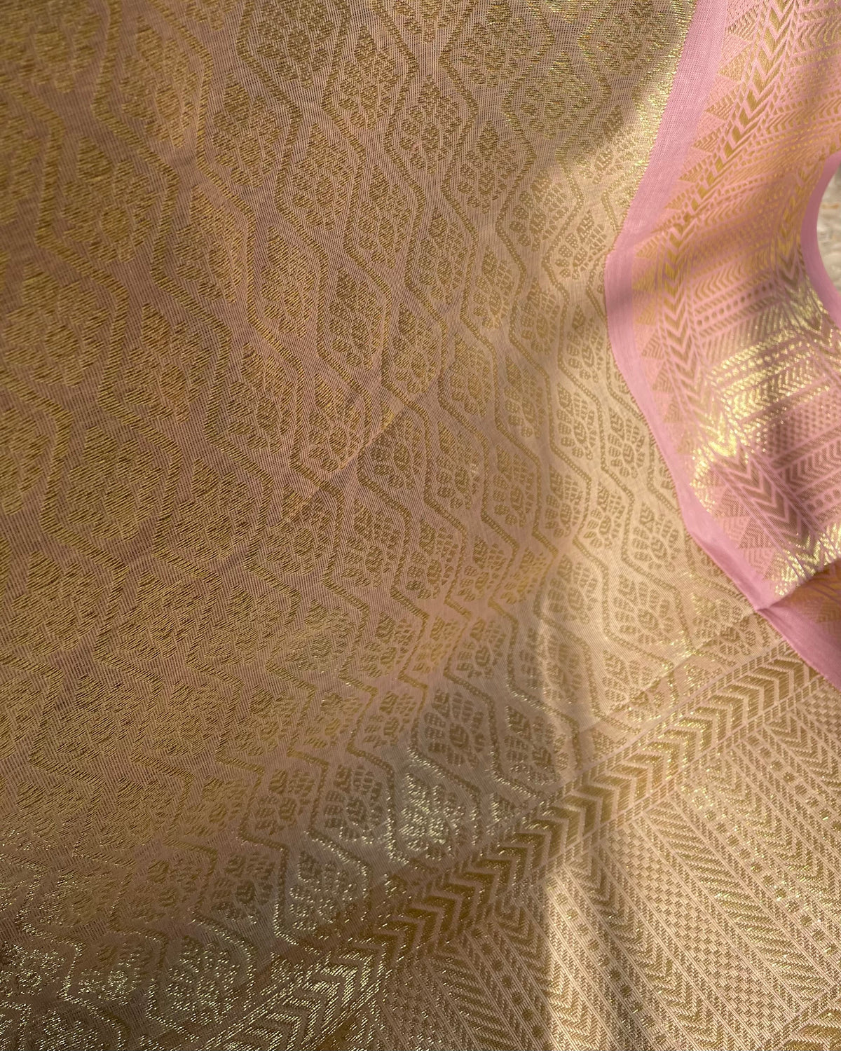 Green & Lilac Cotton Saree with Brocade Pallu