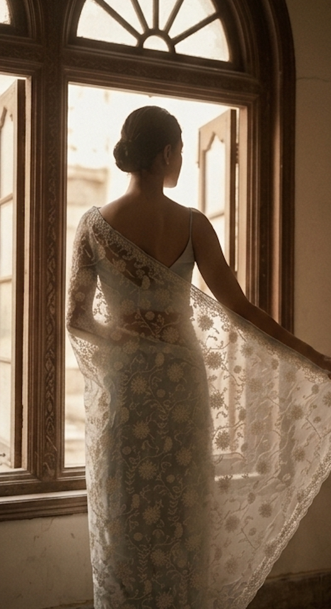 Blue Chikankari