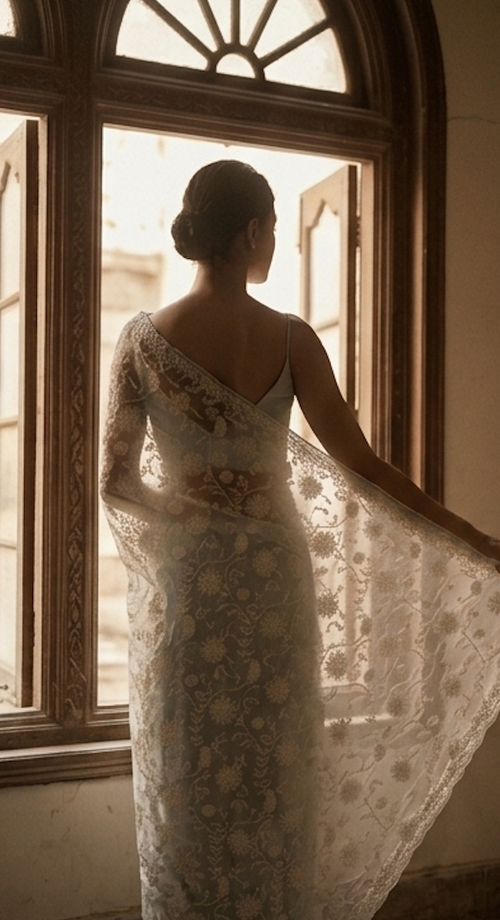 Blue Chikankari